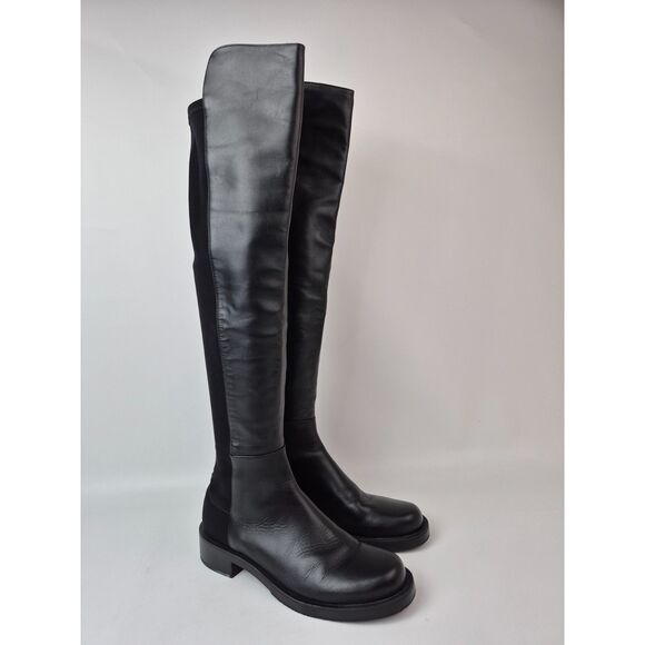Stuart Weitzman Women's Black Leather Over the Knee Bold Boots Size 8 - Picture 1 of 7